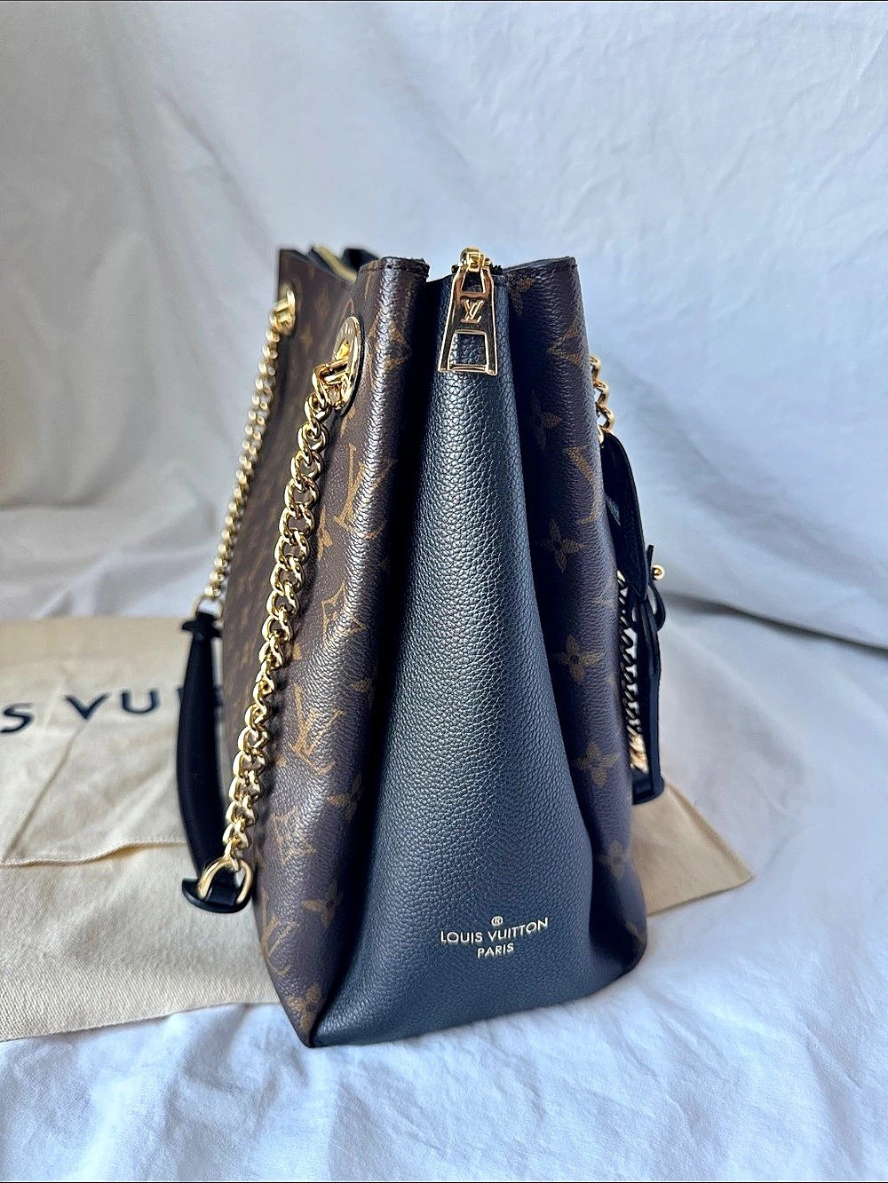 Louis Vuitton Surene MM Monogram Shoulder Bag in Brown & Black Like New - Picture 5 of 13